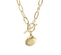 SiVaji Collier Pendentif Argent Bijoux Hommes Femmes Necklace Femmetour De Cou Coquillage Collier Coquillage Étoile De Mer Pendentif À Bascule Fermoir Câble Chaincollares 20Mm-Coquillage-Or-