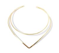 SiVaji Collier Pendentif Argent Bijoux Hommes Femmes Necklace Géométrique Double-Pont Torques Colliers Or Couleur Bavoir Collier Collier Pour Femmes Déclaration Bijoux Goldcolor