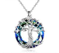 SiVaji Necklace Collier Pendentif Argent Bijoux Hommes Femmes Necklacearbre De Vie Collier Pendentif pour Hommes Et Femmes Vintage Bleu Arbre De Vie Collier