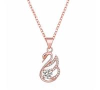 SiVaji Necklace Collier Pendentif Argent Bijoux Hommes Femmes Necklacecollier Décoré Court Cygne Pendentif Vintage Fête De Mariage Pendentif en Or Rose [sans Chaîne]