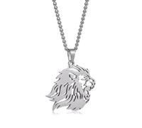 SiVaji Necklace Collier Pendentif Argent Bijoux Hommes Femmes Necklaceévidé Lion Pendentif Collier Hip Hop Punk Accessoires Argent