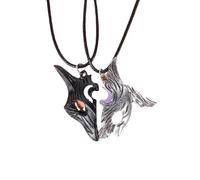 SiVaji Necklaces Collier Pendentif Argent Bijoux Hommes Femmes Necklace Vintage Kindred Esprit Loup Pendentif Amitié Couples Collier