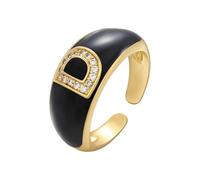 SiVaji Ring Bagues Bague Bijoux Femme Hommes Bagues Chunky Bagues pour Femmes Bague D’Ouverture Lettre De Couleur Noire D