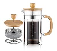 Sivaphe Presse française en bambou en acier inoxydable et verre borosilicate 1000 ml