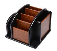 Siveit Organiseur de bureau en bois, organiseur de bureau en bois, organisateur de rangement pour fournitures de bureau, support de télécommande (organisateur de bureau-6)