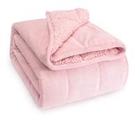 Sivio Couverture lestée pour adulte, couverture lourde en sherpa de 7 kg avec flanelle douce réversible, taille reine, couverture lestée extra chaude et douillette, 120x180 cm double face, rose