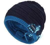 SIVITICK Bonnet musical Bluetooth Cadeaux originaux pour hommes et femmes Bonnet d'hiver chaud avec haut-parleurs intégrés Bluetooth 5.4 mains libres, Noir + bleu, Taille Unique