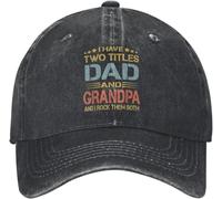 SIVMZFYQEL Classique J’AI Deux titres Papa Et Grand-père Casquette De Baseball Lavé Fête des Pères Grand-Père Cadeau Soleil Trucker Chapeau Été Hommes Gym Casquettes De Baseball