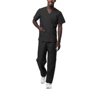 Sivvan Tenue Médicale Unisexe Classique - Blouse Col en V & Pantalon à Cordon - S8400 - Black - S