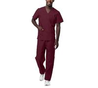 Sivvan Tenue Médicale Unisexe Classique - Blouse Col en V & Pantalon à Cordon - S8400 - Burgundy - M