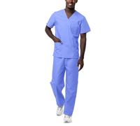 Sivvan Tenue Médicale Unisexe Classique - Blouse Col en V & Pantalon à Cordon - S8400 - Ceil Blue - M