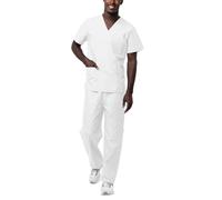 Sivvan Tenue Médicale Unisexe Classique - Blouse Col en V & Pantalon à Cordon - S8400 - White - 3X