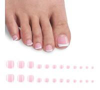 SIVZUMO Lot de 24 faux ongles courts et brillants à pression pour femme, Art de l'ongle du pied Forme carrée, Couverture complète - 12 tailles