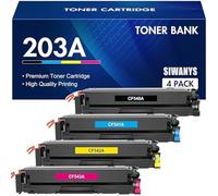 SIWANYS CF540A CF541A CF542A CF543A Lot de 4 cartouches de toner compatibles avec HP Color LaserJet Pro M254dw M254nw M254dn MFP M281fdw M281fdn M281cdw M280nw Noir/cyan/jaune/magenta