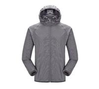SIWANYS Veste Imperméable Légère Compacte, Imperméable à Capuche Dans Un Sac Avec Sac de Rangement, Protection Solaire UPF 30 Coupe-vent pour Vélo Randonnée Voyage,Grey-S