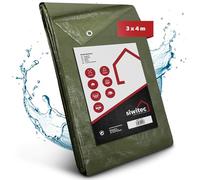siwitec Bâche 140 g/m² - 3 x 4 m - En tissu avec œillets et coins renforcés - Bâche de protection imperméable - Différentes tailles - Pour meubles de jardin, bois et bateaux