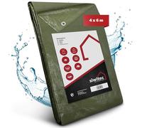 Siwitec Bâche 140 g/m² - 4 x 6 m - En Tissu Avec Œillets et Coins Renforcés - Protection Imperméable Pour Meubles de Jardin, Bois et Bateaux - Différentes Tailles