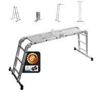 Siwitec échell multifonction 4 x 3 marches - Échelle jusqu'à 150 kg - Échelle en aluminium - 12 marches - Certifié TÜV/GS