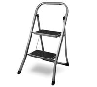siwitec Escabeau pliant en acier à 2 marches - Anthracite - Petite échelle avec tapis antidérapants - Charge maximale : 150 kg - Certifié TÜV/GS - 2 marches