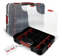 siwitec Lot de 3 boîtes de rangement empilables avec 16 compartiments et 6 séparateurs réglables pour petites pièces 38 x 29 x 6,5 cm