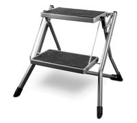 siwitec Mini escabeau pliable à 2 marches - Charge maximale : 150 kg - Escabeau avec marches extra larges - Anthracite - En acier - Certifié TÜV/GS
