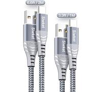 Siwket Câble USB Type C 3A Cordon de Charge Rapide, 2Pack 1M 2M Câble de Chargeur USB A vers USB C Tressé Data Sync pour Samsung Galaxy S10 S9 S8,Note 9/8,A20 A50 A80,LG G5 G6,Sony Xperia,Switch,HTC