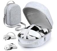 Siwket Étui de transport rigide compatible avec les casques de jeu Meta Quest 3S/Quest 3/Oculus Quest 2 Official Original/Elite Strap VR, étui de voyage portable pour manettes tactiles, gris, Quest 3