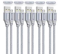 Siwket Lot de 5 câbles micro USB tressés USB A vers micro charge Android pour Samsung Galaxy J7, S7, S6, Kindle Fire, tablettes Fire HD, manette PS4, Sony, HTC, LG, moto, Huawei 1 m