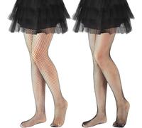SIWOKJJO Lot de 2 collants résille pour fille - Collants résille pour filles - Ballet - Cosplay - Costume de danse - Collants d'école, Noir , 18