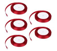 SIWOTED 5Pcs/Set Satin Ribbon 22m Long 10mm Wide Wedding Party Decoration DIY Accessories for Gift Cake Candy Box Wrapping (33# vin rouge)