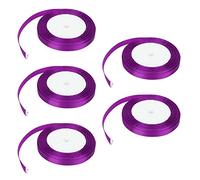 SIWOTED 5Pcs/Set Satin Ribbon 22m Long 10mm Wide Wedding Party Decoration DIY Accessories for Gift Cake Candy Box Wrapping (35#violet)