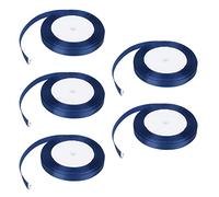 SIWOTED 5Pcs/Set Satin Ribbon 22m Long 10mm Wide Wedding Party Decoration DIY Accessories for Gift Cake Candy Box Wrapping (38# bleu foncé)