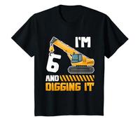Six 6yr 6th Birthday Construction Boys Girls 6 Years Old T-Shirt