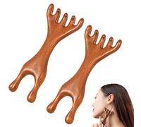 Six-claw Meridian Massage Comb, Natural Wooden Gua Sha Tool, Versatile Head Meridian Massage Comb, for Head Face Eye Nose Jaw And Neck (B*2)