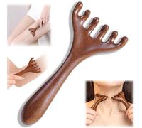 Six-Claw Meridian Massage Comb Outil Gua Sha avec Long Manche pour Cuir chevelu en Bois Outil de Massage pour la Thérapie à Six Touches pour Cuir chevelu, Visage, Cou et Épaules (1 pièce)