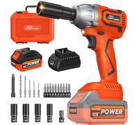 SIX CRAFTSMEN Clé à Choc Sans Fil 21V Brushless 1/2", Visseuse a Choc 500 N.m, Boulonneuse a Choc avec Batterie 4.0Ah et Chargeur, Vitesse Variable, pour Bricolage, Meubles/Voitures Légères