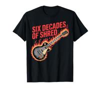 Six Decades of Shred 60th Guitare Flames Style Rock T-Shirt