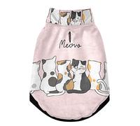 Six Doodle Manteau d'hiver en polaire coupe-vent extra chaud avec trous de suspension pour chien et chat Motif chats mignons assis sur rose Taille XXS