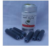 Six J Herbin Writing Ink Cartridges - Green, Vert Olive