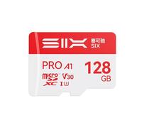 SIX M100 Carte micro SD 128 Go - Lecture jusqu'à 100 Mo/s - A1, U3, V30, carte mémoire microSDXC compatible 4K UHD 256 Go avec adaptateur pour smartphones, tablettes, caméras embarquées, caméras