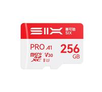 SIX M100 Carte micro SD 256 Go - Lecture jusqu'à 100 Mo/s - A1, U3, V30, carte mémoire microSDXC compatible 4K UHD 256 Go avec adaptateur pour smartphones, tablettes, caméras embarquées, caméras