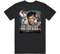 Six Million Dollar Man Lee Majors 70s TV T Shirt Manches Courtes(3X-Large)