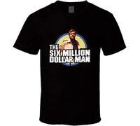Six Million Dollar Man TV Show T-Shirt Unisex Black Mens Tees XL