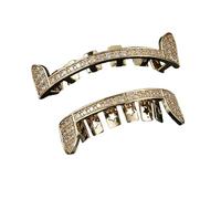 Six Modèles de Cap Dentaire Minimaliste Tout Strass Plaqué Or et Argent Bijou Dentaire Style Hip-Hop, Cadeaux Mode Unisexe(Gold,Set)