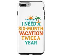 Six Mois de Vacances Deux Fois par an Citation Amusante sur la Plage Coque pour iPhone 7 Plus/8 Plus