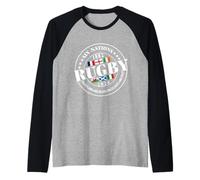 Six Nations Rugby 6 Nation's Rugbyman Supporter Fan Unisex Manche Raglan