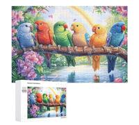Six Petits Tigres Blancs dans la forêt enneigée avec Le Ciel Coucher du Soleil Puzzle 1000 Pièces pour Adultes Session De Détente Amélioration De La Concentration Cadeau pour Soirée 1000 PCS
