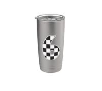 Six Race Car Boy 6 Drapeau de voiture de course cool pour 6e anniversaire Gobelet isotherme en acier inoxydable double paroi