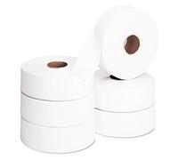 Six rouleaux de papier toilette Maxi Jumbo (95 mm x 7,6 cm x 300 m).