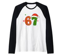 Six Sept Chiffres Tendance avec Bonnet de Père Noël - Tendance 6 7 Manche Raglan